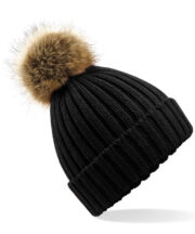 Fur pop pom chunky beanie - Image 2