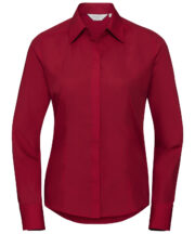 Women's long sleeve polycotton easycare fitted poplin shirt - Image 4