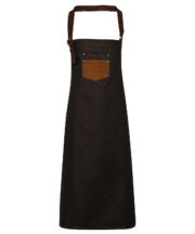 Division waxed-look denim bib apron with faux leather - Image 2