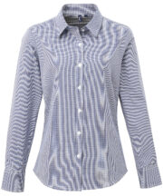 Women's Microcheck (Gingham) long sleeve cotton shirt - Image 3