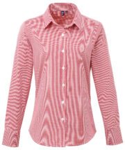 Women's Microcheck (Gingham) long sleeve cotton shirt - Image 4