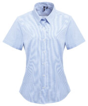 Women's Microcheck (Gingham) short sleeve cotton shirt - Image 2