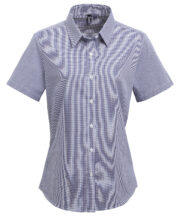 Women's Microcheck (Gingham) short sleeve cotton shirt - Image 3
