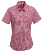 Women's Microcheck (Gingham) short sleeve cotton shirt - Image 4