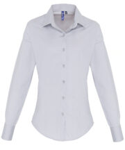 Women's stretch fit cotton poplin long sleeve blouse - Image 3