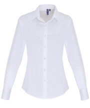 Women's stretch fit cotton poplin long sleeve blouse - Image 4