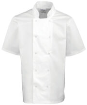 Studded front short sleeve chef's jacket - Image 2