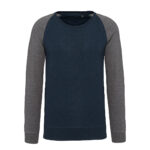 Men's two-tone organic crew neck raglan sleeve sweatshirt