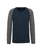 Men's two-tone organic crew neck raglan sleeve sweatshirt