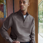 Regular fit 1/4-zip piqué sweatshirt