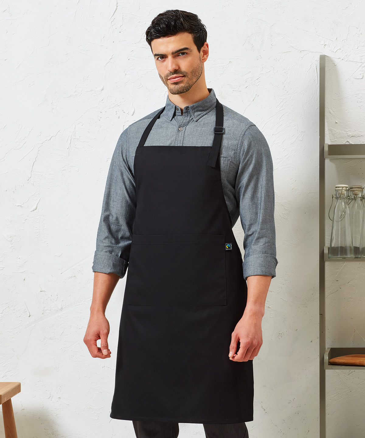 PR112_LS00_2025.jpg Cotton bib apron, organic and Fairtrade certified - Image 1