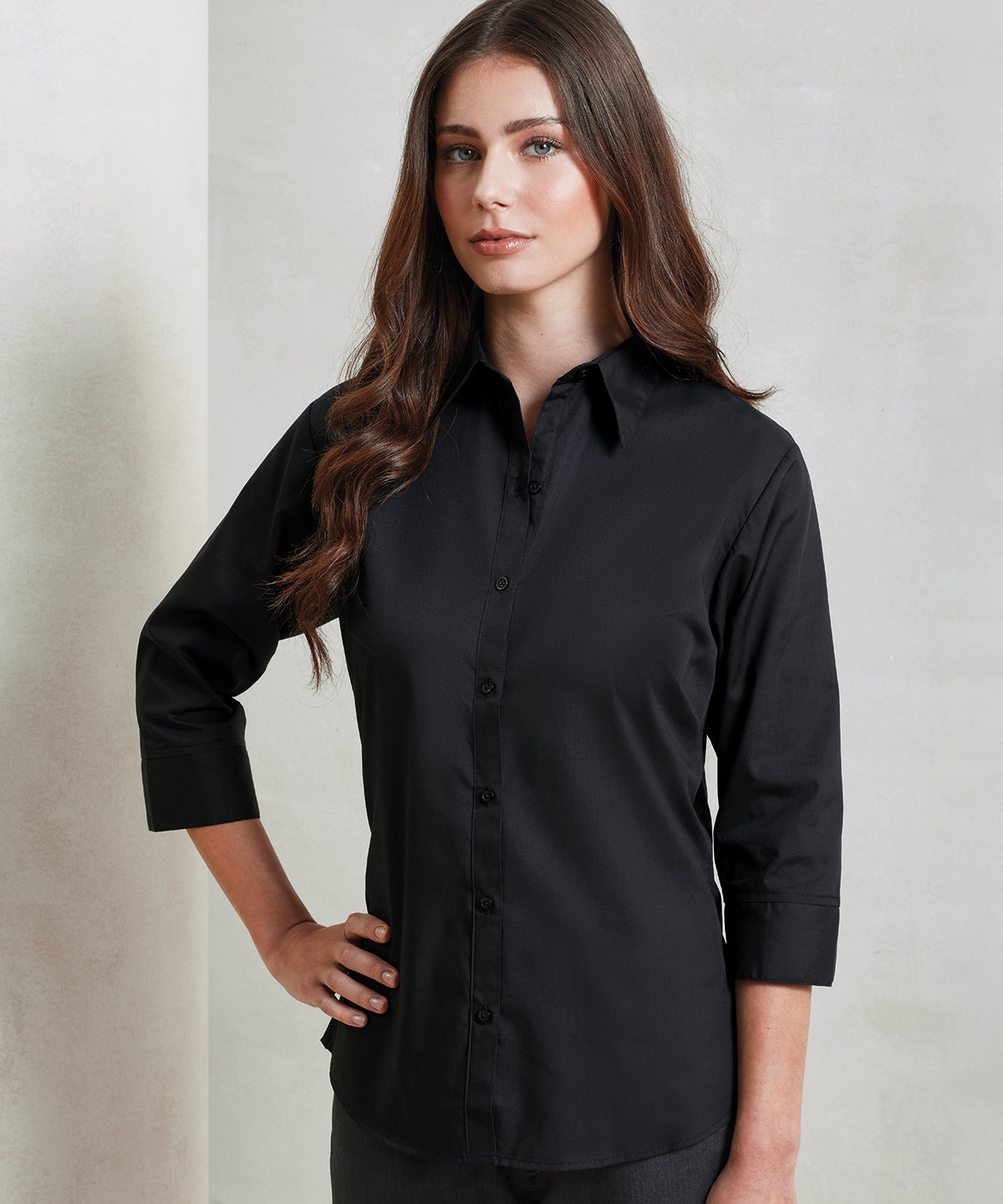 PR305_LS00_2025.jpg Women's ¾ sleeve poplin blouse - Image 1