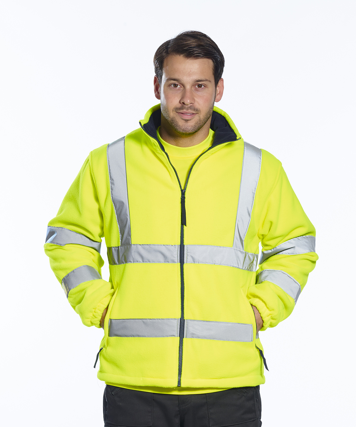PW963_LS00_2025.jpg Hi-vis mesh-lined fleece (F300) - Image 1