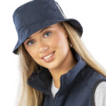 Deluxe washed cotton bucket hat with side mesh panels