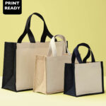 Jute canvas panel shopper