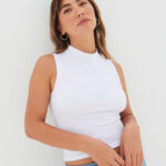 Women's high neck crop vest