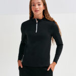 Women's TriDri® recycled long sleeve brushed back ¼ zip top