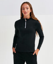Women's TriDri® recycled long sleeve brushed back ¼ zip top