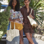 Organic cotton wave print maxi tote