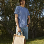 Cotton pocket jute midi tote