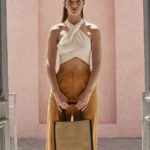 Natural starched jute midi tote