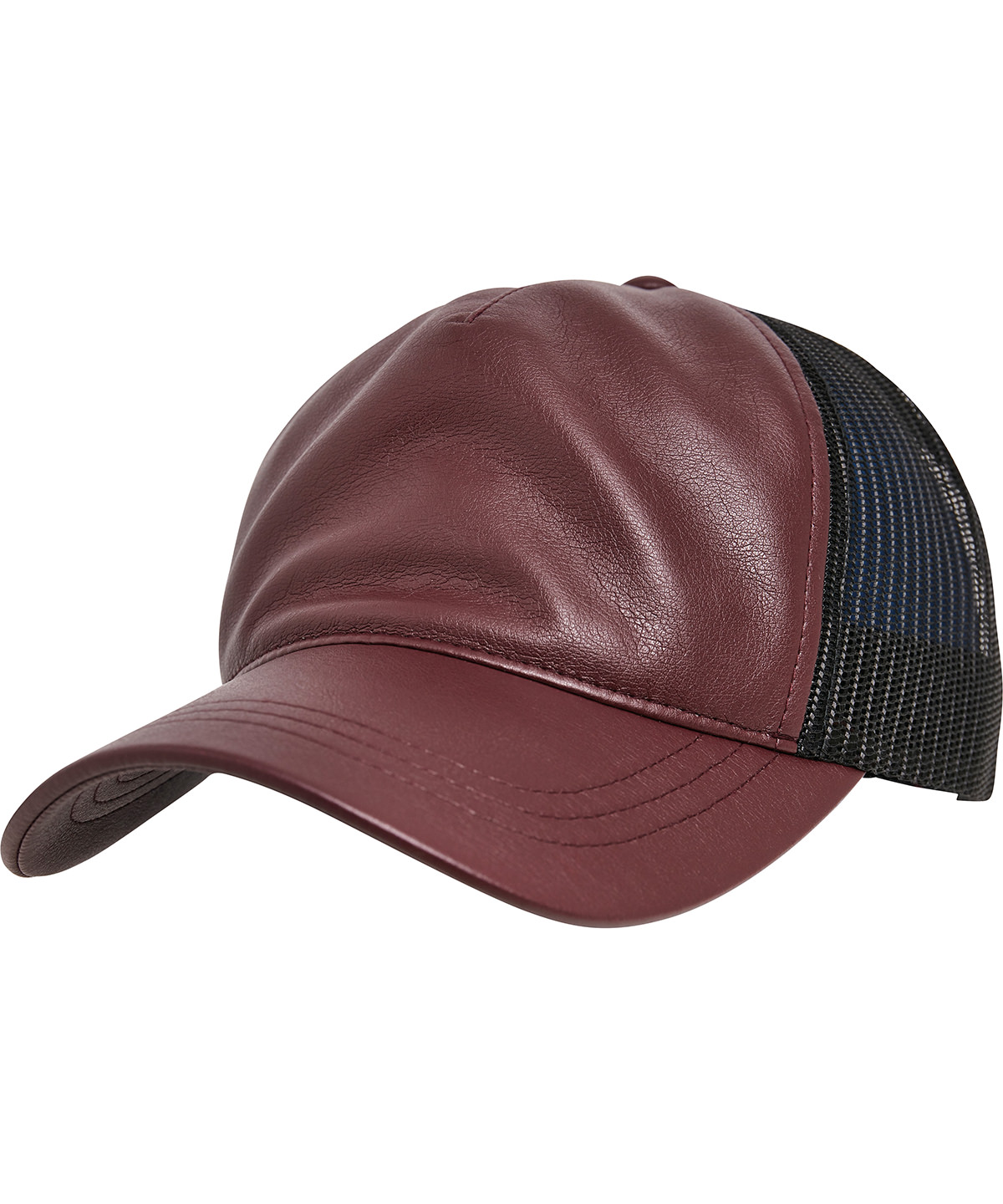 YP235_Maroon_Black_FT.jpg Synthetic leather trucker (6606LT) - Image 1