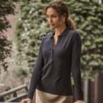 Women’s luxury stretch long sleeve polo (146)