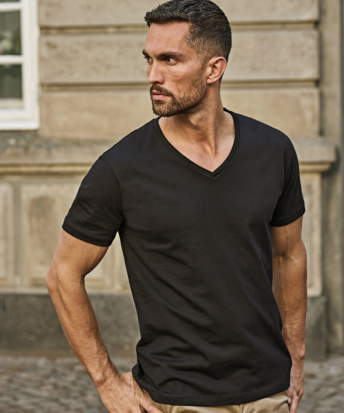 TJ077_LS00_2026 Fashion v-neck Sof tee (8006) - Image 1